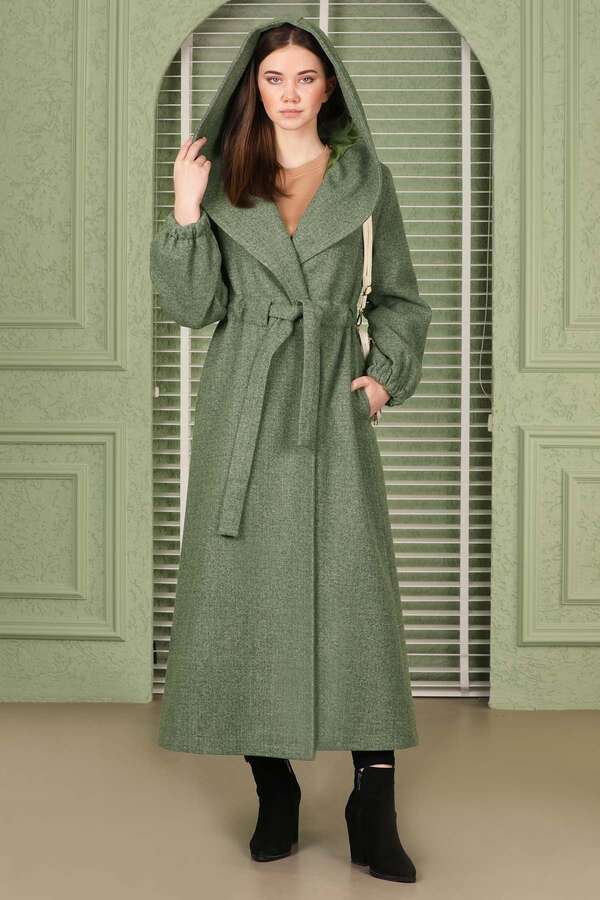 Maria Uzun Kaşe Kaban Çağla Yeşili 