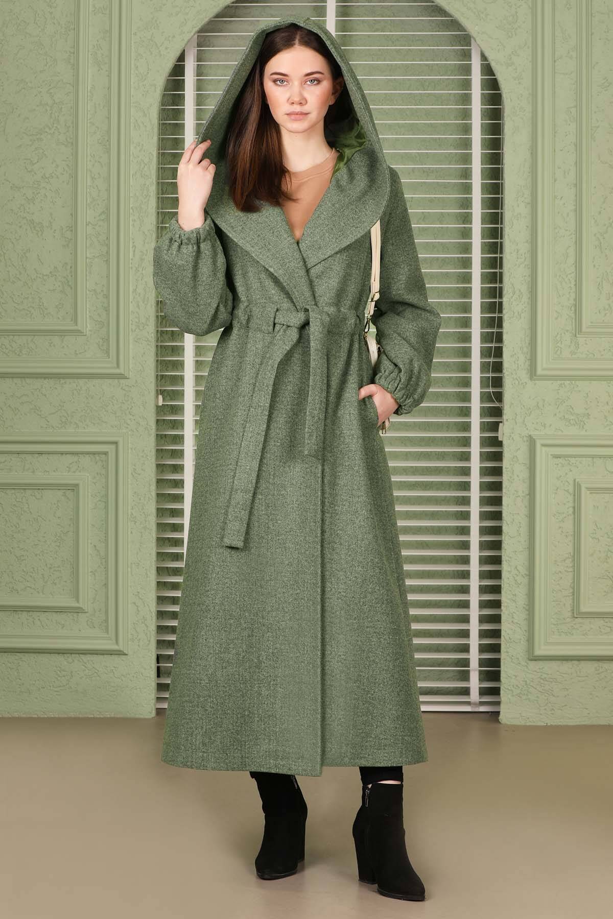 Maria Uzun Kaşe Kaban Çağla Yeşili