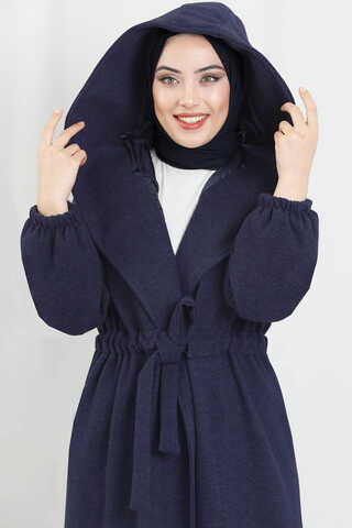 Maria Uzun Kaşe Kaban Lacivert - 2