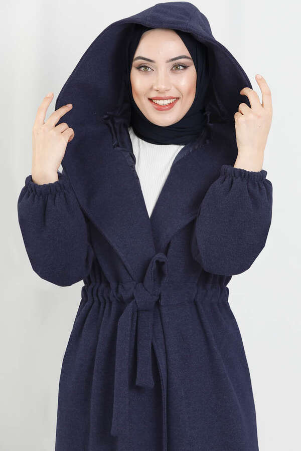 Maria Uzun Kaşe Kaban Lacivert - 2