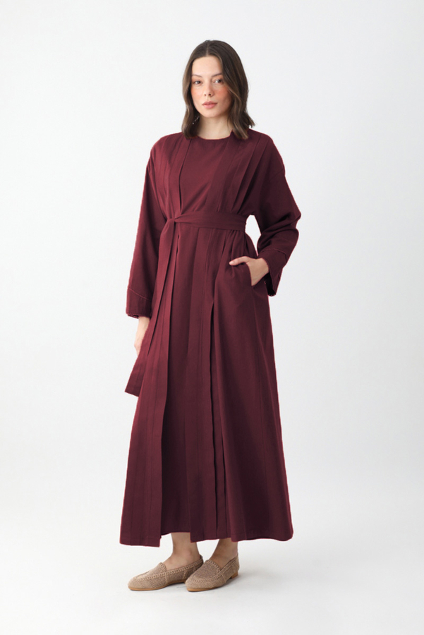 Mayda Abaya Takım Bordo - 8