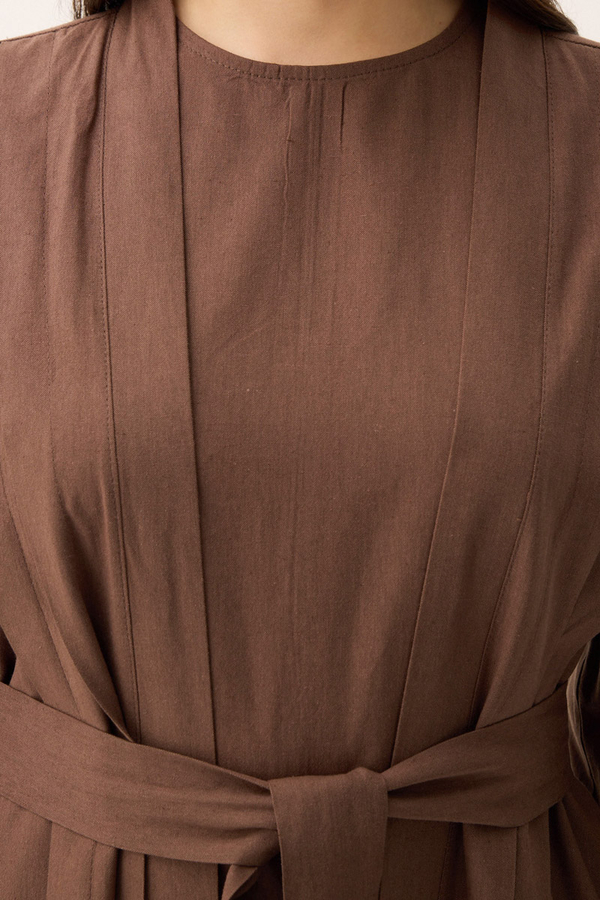 Mayda Abaya Takım Kahverengi - 8
