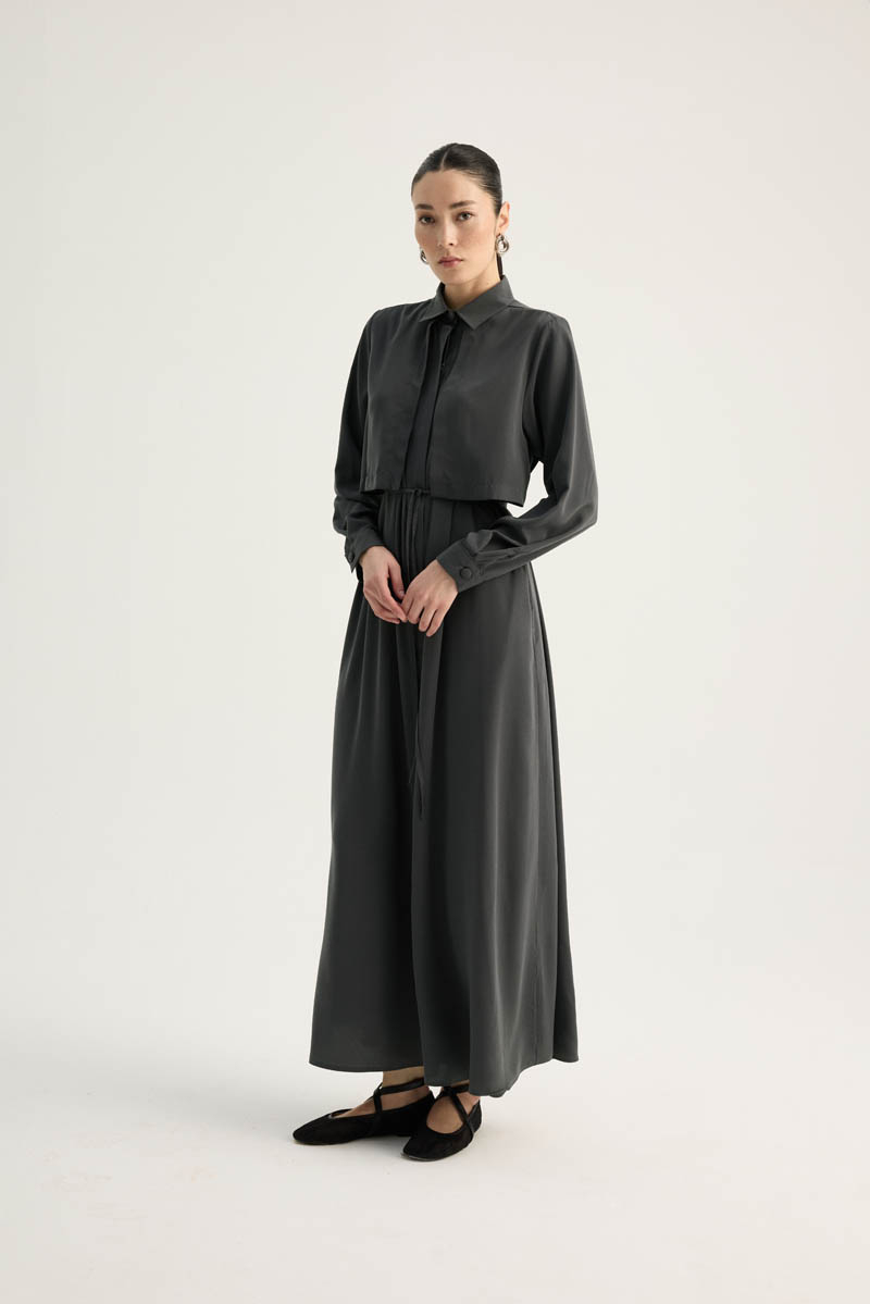 Medina Silk Dress Anthracite