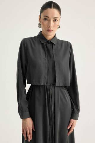 Medina Silk Dress Anthracite - 3