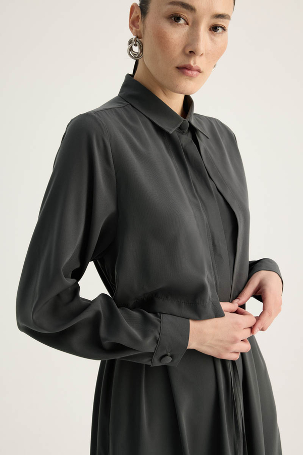 Medina Silk Dress Anthracite - 4