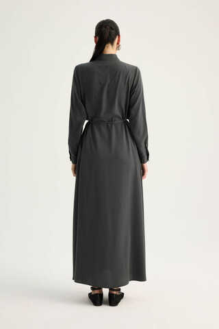 Medina Silk Dress Anthracite - 7