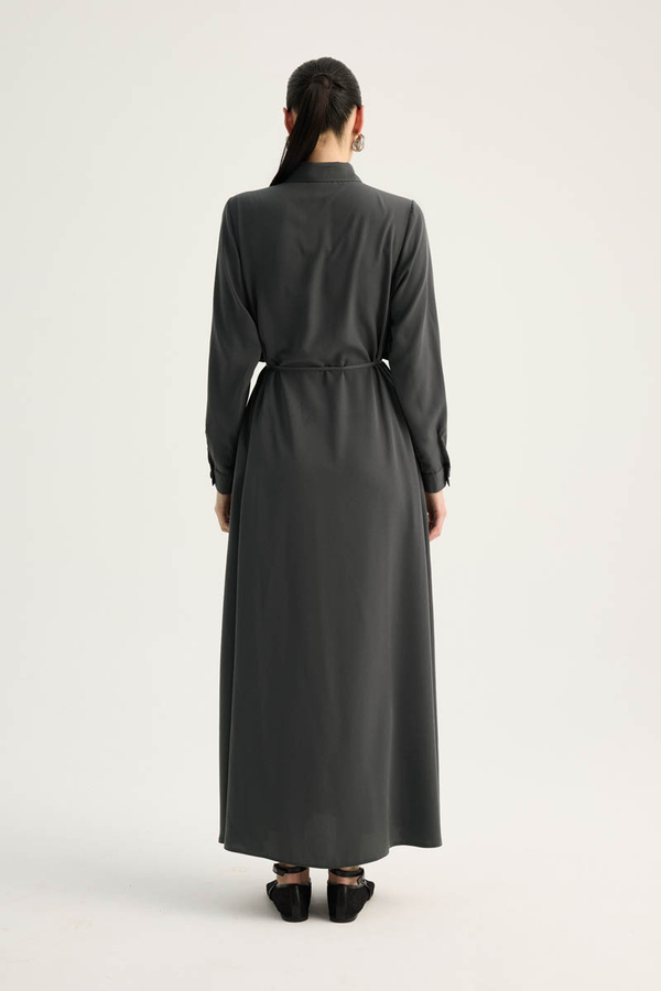 Medina Silk Dress Anthracite - 7