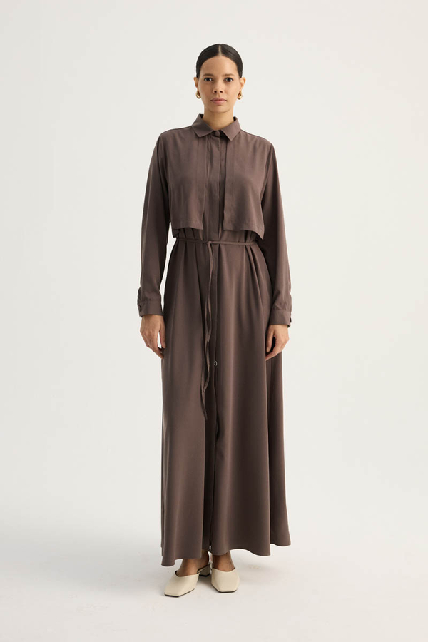Medina Silk Dress Bitter Brown 