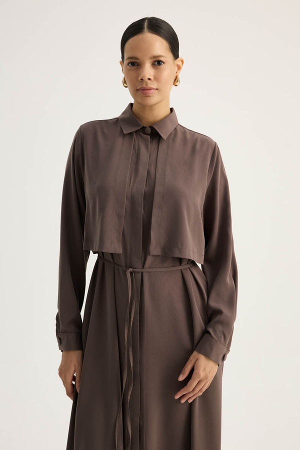Medina Silk Dress Bitter Brown - 4