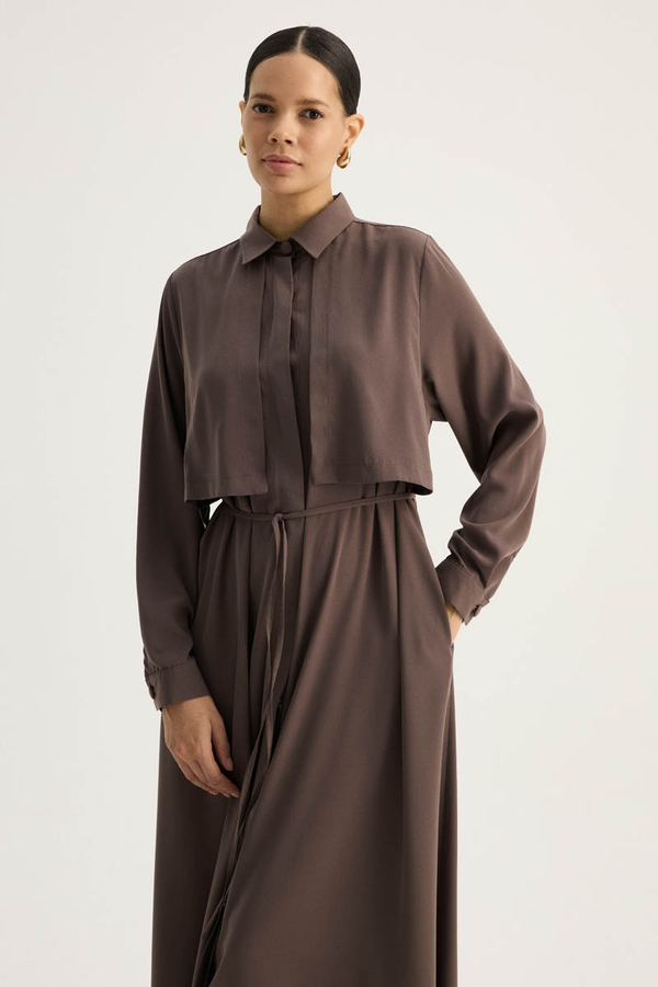 Medina Silk Dress Bitter Brown - 5