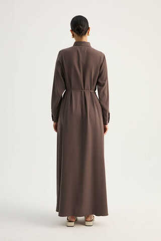 Medina Silk Dress Bitter Brown - 7