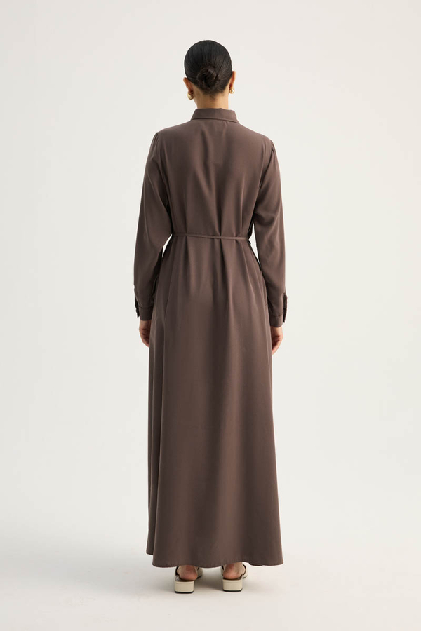 Medina Silk Dress Bitter Brown - 7