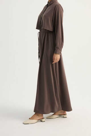 Medina Silk Dress Bitter Brown - 2