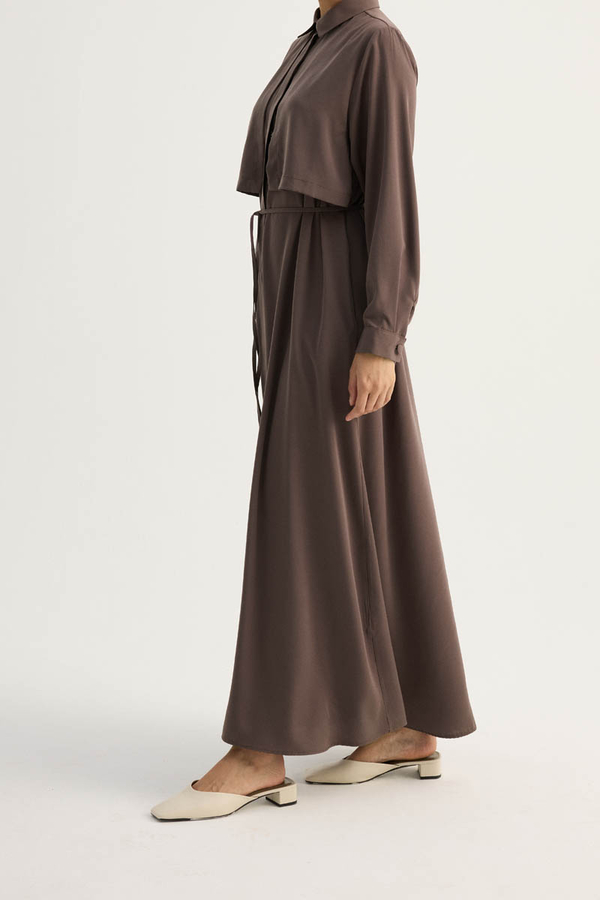Medina Silk Dress Bitter Brown - 2