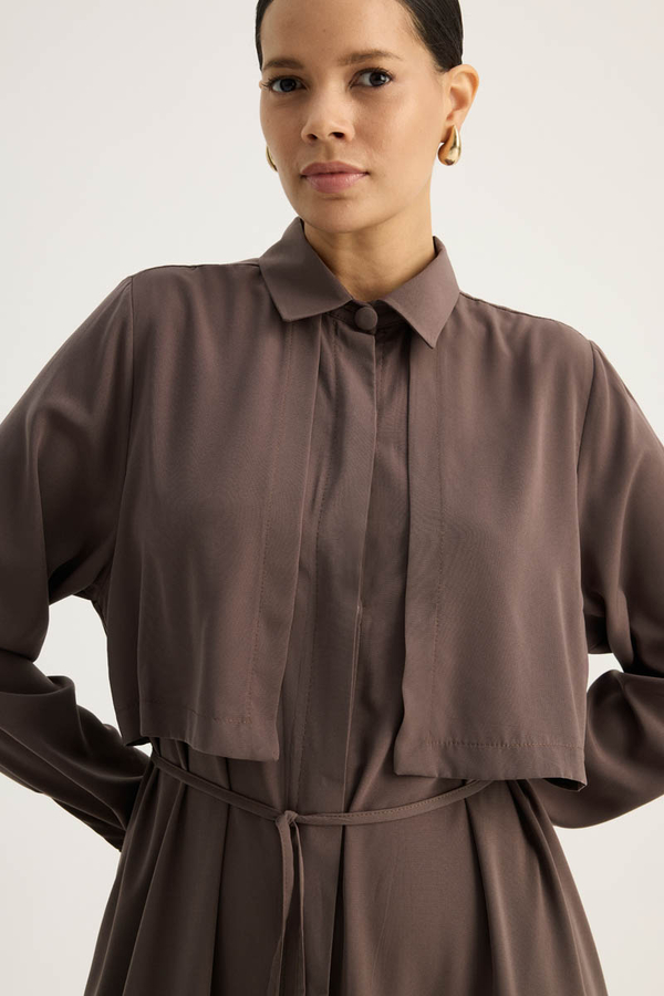 Medina Silk Dress Bitter Brown - 6