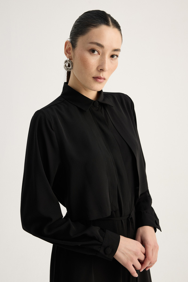 Medina Silk Dress Black - 7