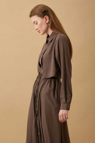 Medina Silk Dress Brown - 7
