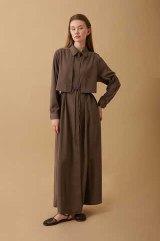 Medina Silk Dress Brown - 8