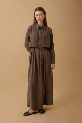 Medina Silk Dress Brown - 1