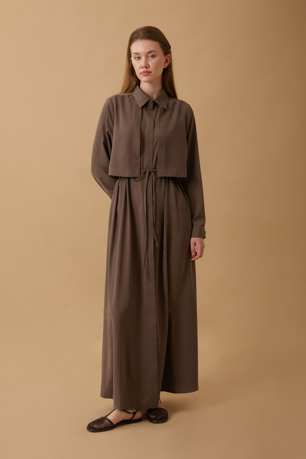 Medina Silk Dress Brown - 1