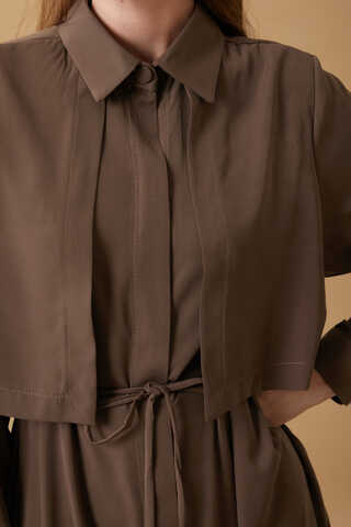 Medina Silk Dress Brown - 4