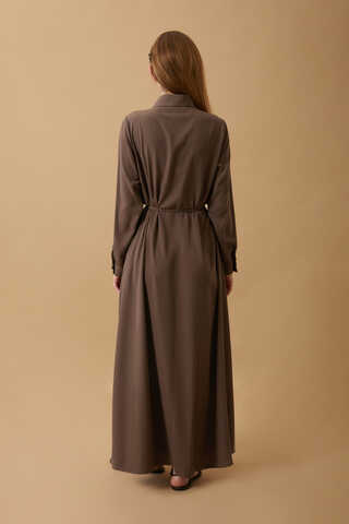 Medina Silk Dress Brown - 9