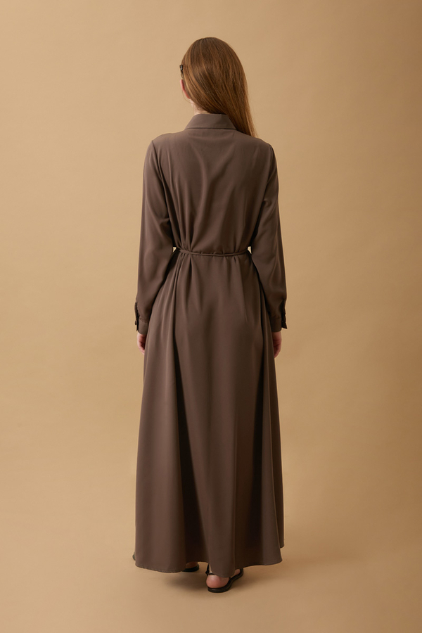 Medina Silk Dress Brown - 9