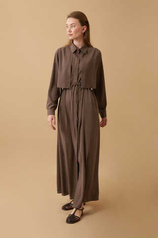 Medina Silk Dress Brown - 6