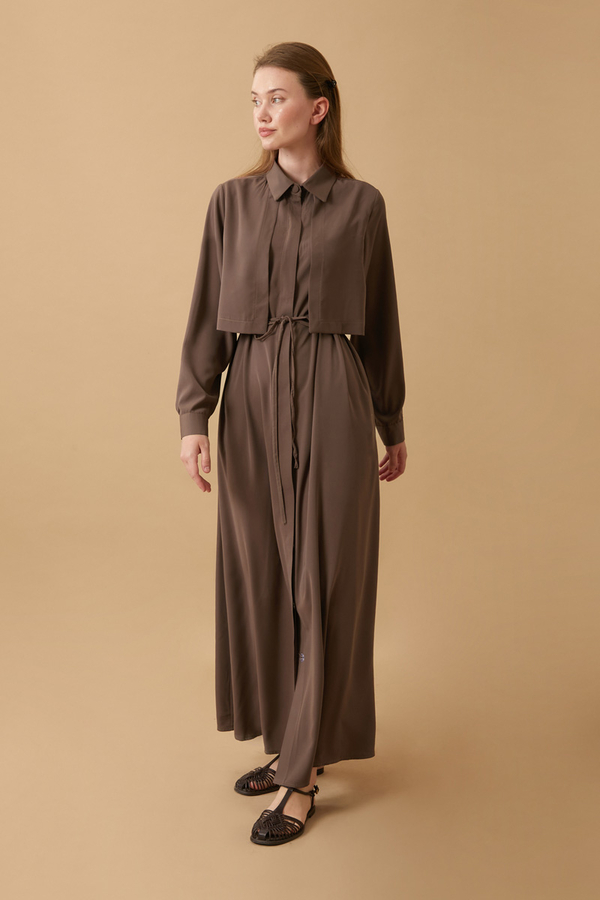 Medina Silk Dress Brown - 6
