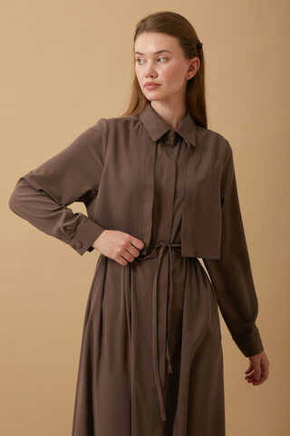 Medina Silk Dress Brown - 2