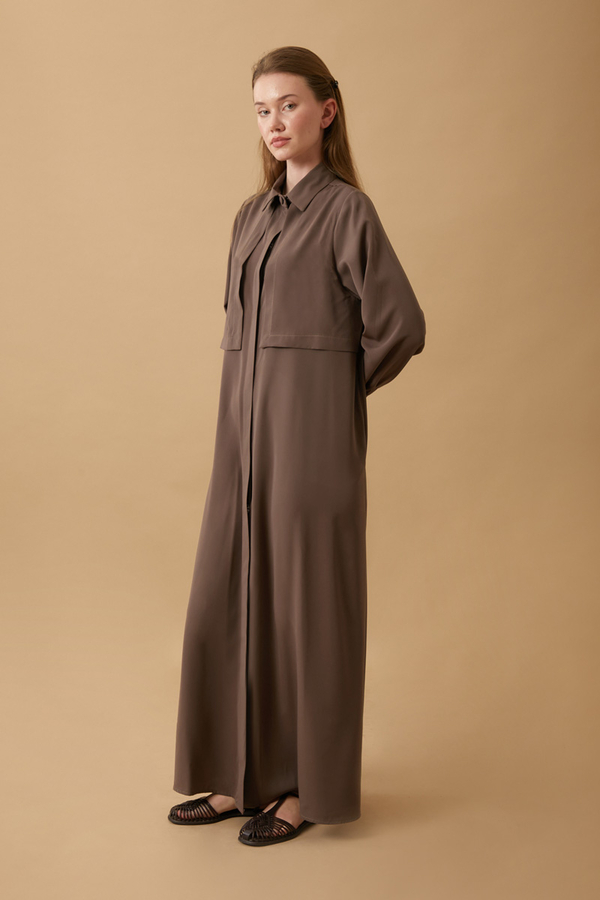 Medina Silk Dress Brown - 3