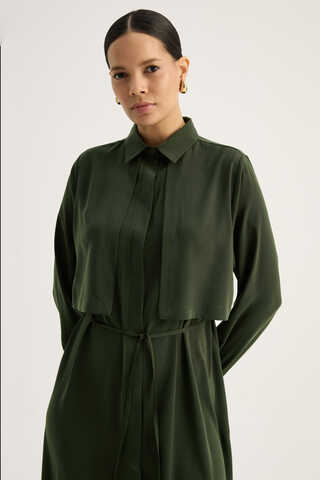Medina Silk Dress Dark Green - 6