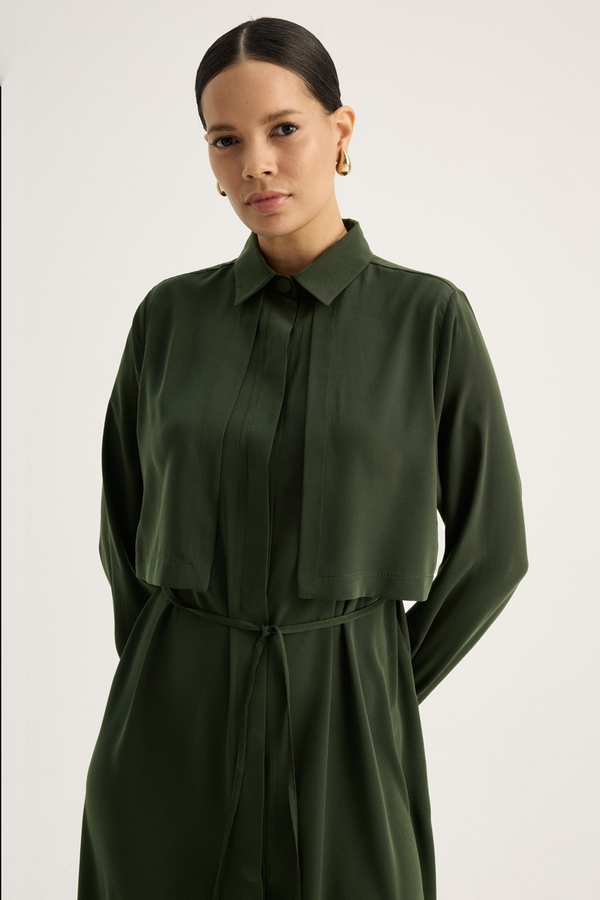 Medina Silk Dress Dark Green - 6