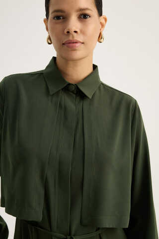 Medina Silk Dress Dark Green - 7