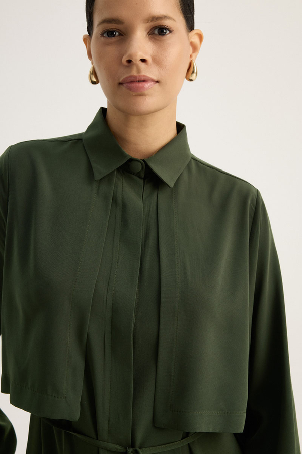 Medina Silk Dress Dark Green - 7