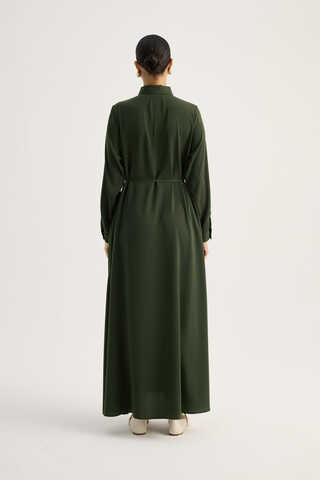 Medina Silk Dress Dark Green - 8
