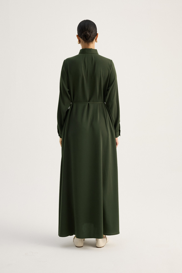 Medina Silk Dress Dark Green - 8