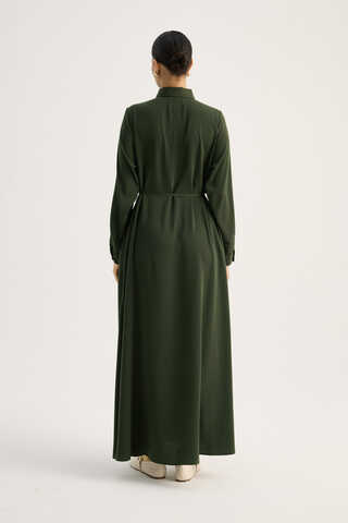 Medina Silk Dress Dark Green - 9