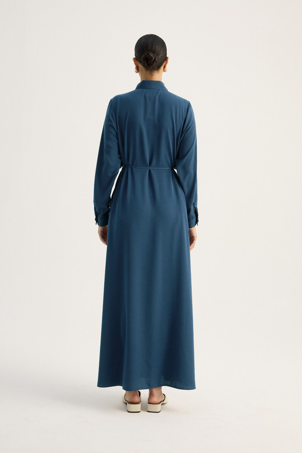 Medina Silk Dress Indigo - 8