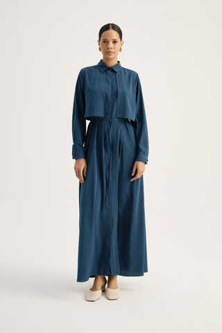 Medina Silk Dress Indigo - 6