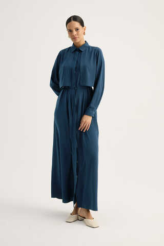 Medina Silk Dress Indigo - 1