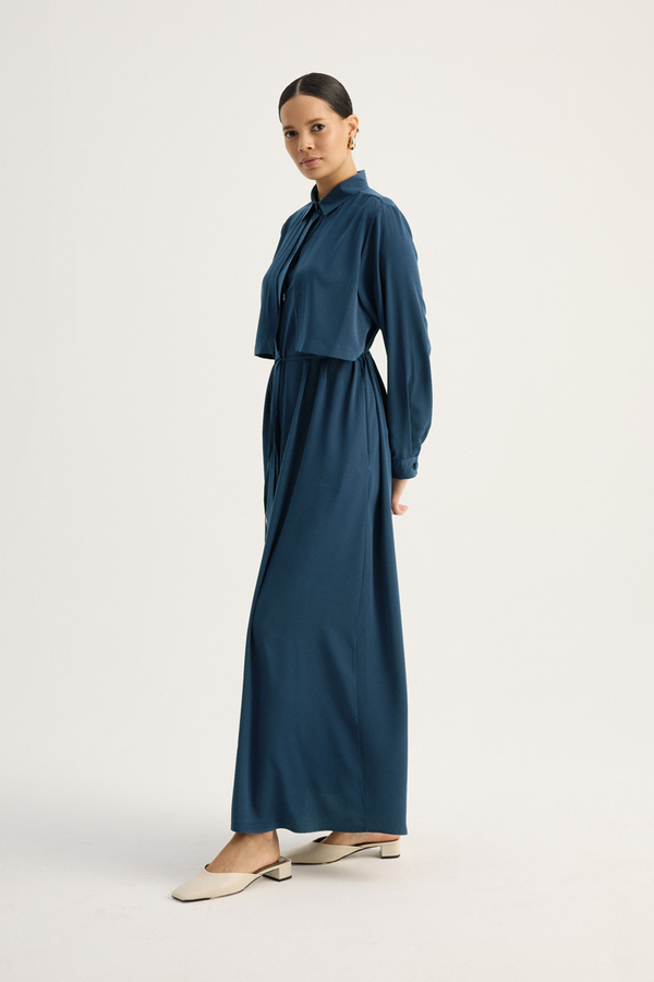 Medina Silk Dress Indigo - 2