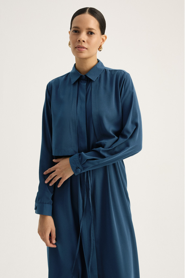 Medina Silk Dress Indigo - 3