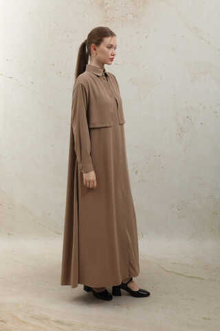 Medina Silk Dress Light Tan  - 3