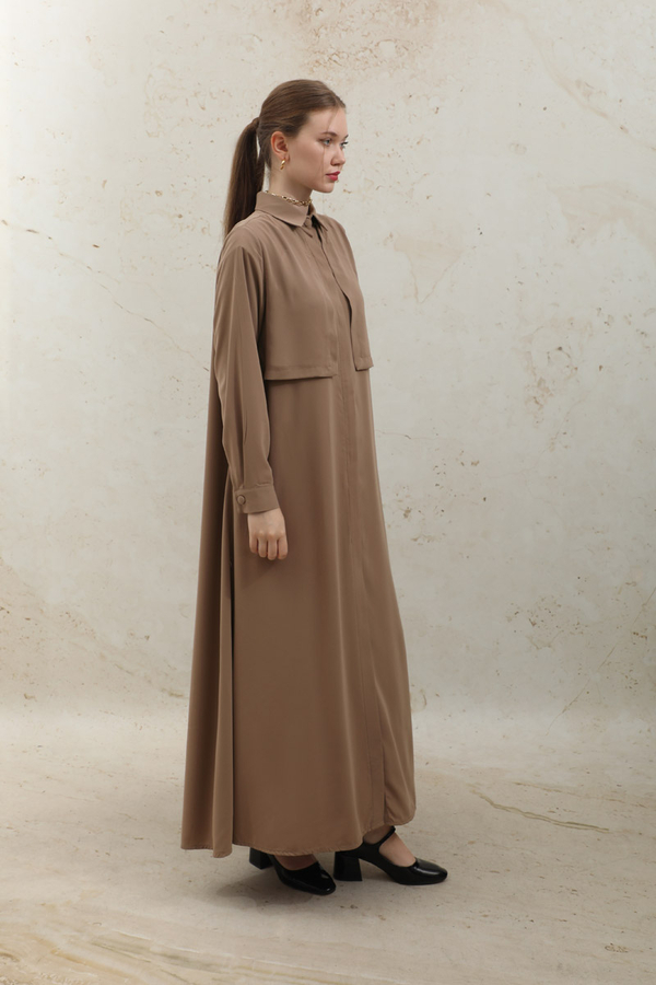 Medina Silk Dress Light Tan  - 3