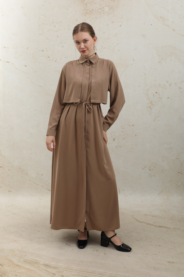 Medina Silk Dress Light Tan  - 1