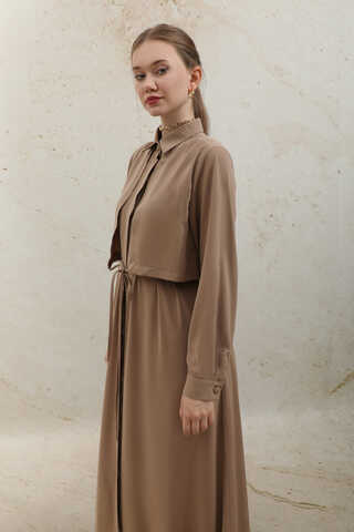 Medina Silk Dress Light Tan  - 4