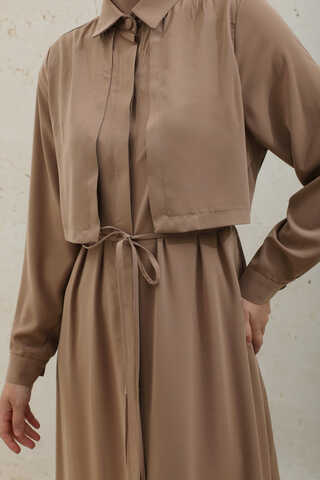 Medina Silk Dress Light Tan  - 6