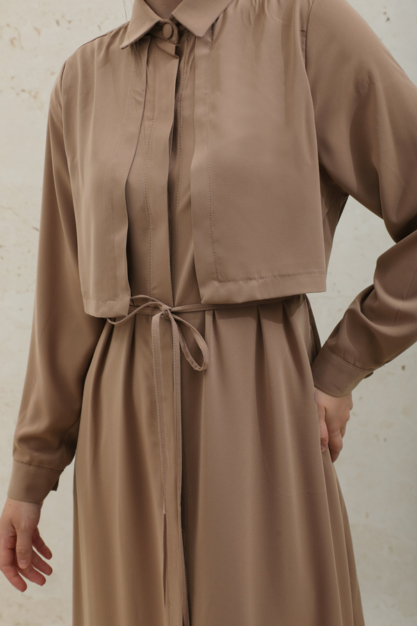Medina Silk Dress Light Tan  - 6