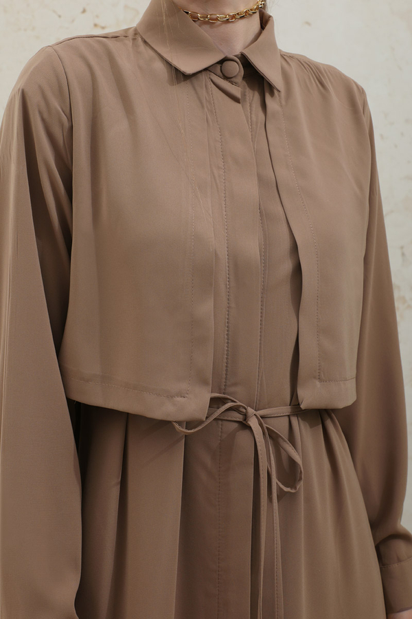 Medina Silk Dress Light Tan  - 7